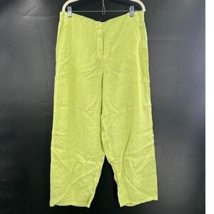 Elemente Clemente Chartreuse high rise wide leg lagenlook pants linen 3 L 10